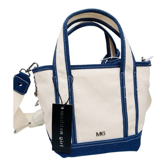 Viral Madden Girl Mushroom Canvas Mini Tote Crossbody Bag Charms & Keychain - Picture 3 of 11